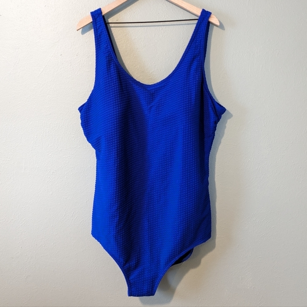 Aguamore Blue Textured One Piece Swim Size 26W